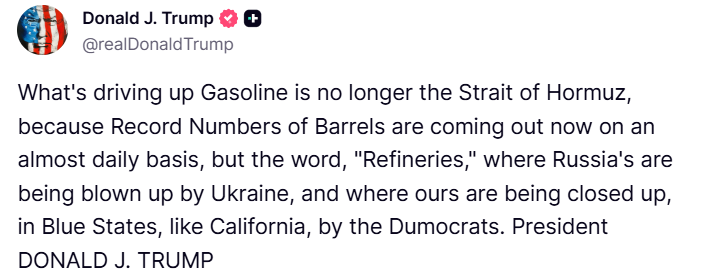 Trump o rafineriach