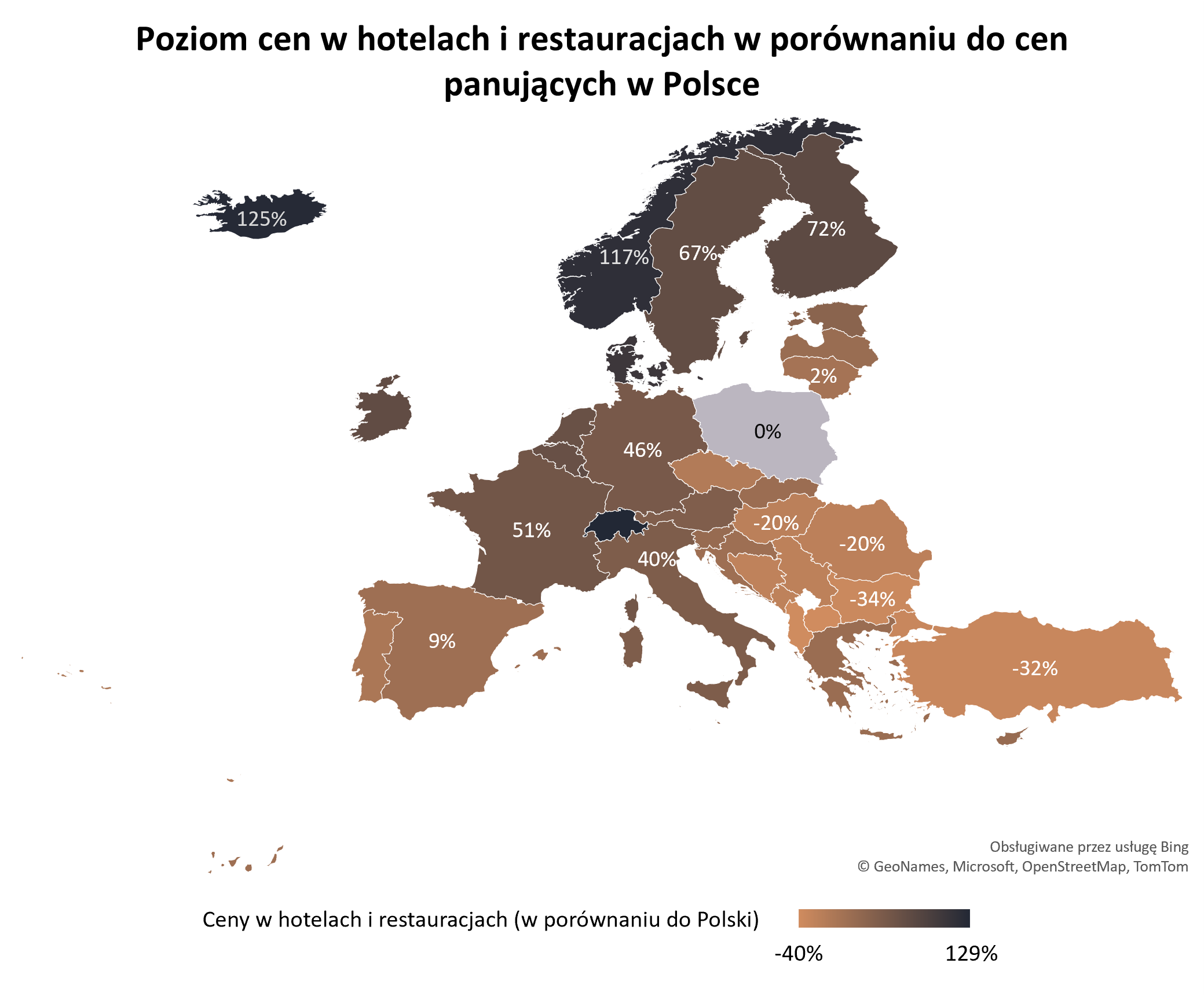 Poziome cen w hotelach i restauracjach