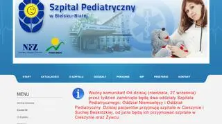 Komunikat Szpitala Pediatrycznego w Bielsku-Białej