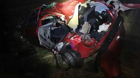 Samochód wypadł z jezdni i zderzył się w lokomotywą. Pasażerowie uniknęli tragedii