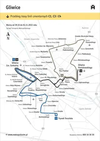 Gliwice, komunikacja miejska na Wszystkich Świętych