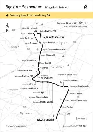 Będzin - Sosnowiec, komunikacja miejska na Wszystkich Świętych