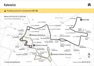 Katowice, komunikacja miejska na Wszystkich Świętych