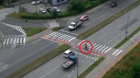 Przejażdżka kosztowała go 1500 zł i 15 punktów karnych. W ostatniej chwili zahamował przed rowerem