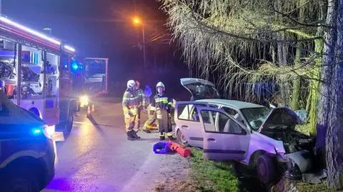 18-latek stracił panowanie nad samochodem i uderzył w drzewo. Pięcioro nastolatków rannych