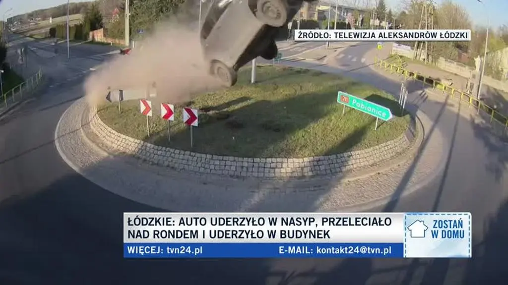 Samochód przeleciał ponad 60 metrów