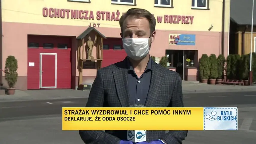 Strażak zachęca do oddawania krwi
