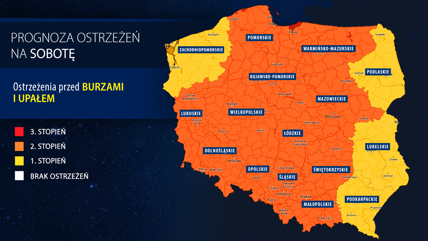 Prognoza zagrożeń na sobotę