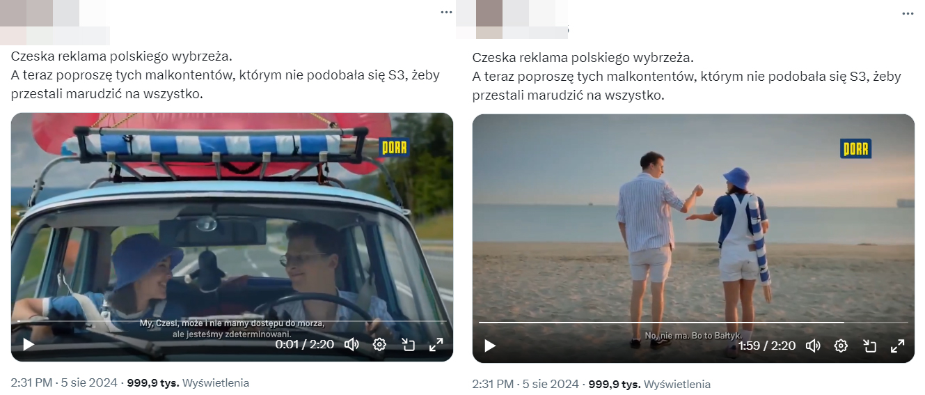 Post z 5 sierpnia 2024 z błędnym opisem filmu z parą Czechów wyświetlono ok. 1 mln razy