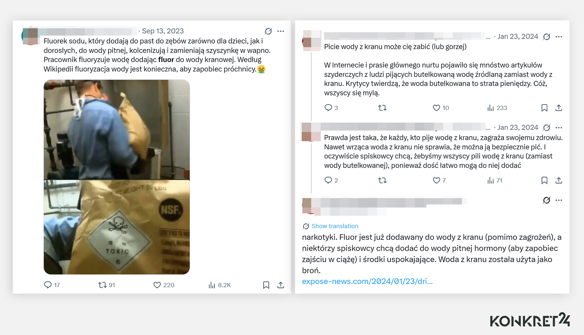 Wpisy o rzekomej szkodliwości wody pitnej 