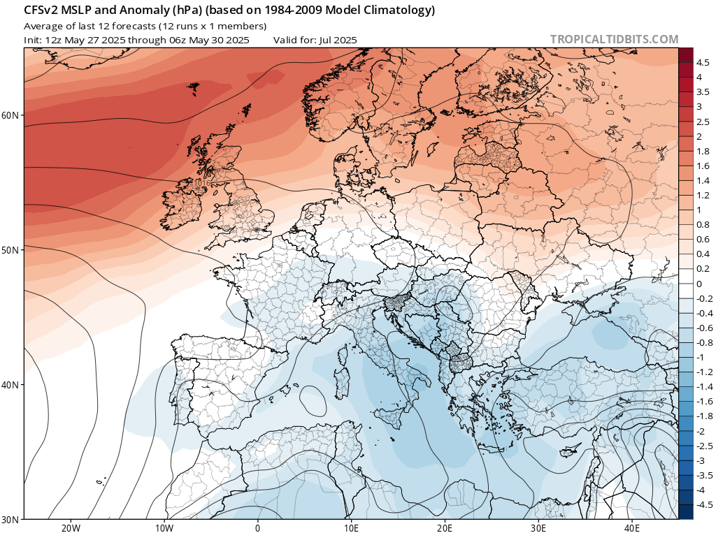 Prognoza odchylenia ciśnienia atmosferycznego powyżej normy na północy i wschodzie Polski