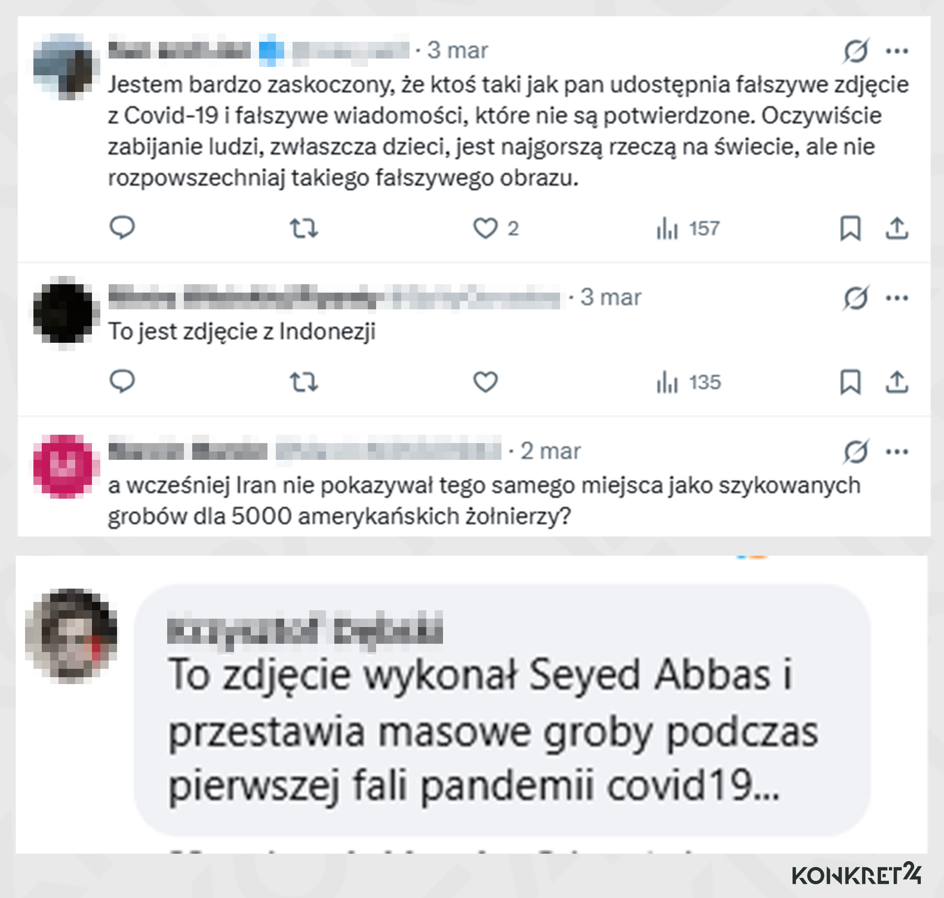 Część polskich internautów w komentarzach pod postami ze zdjęciem kopanych grobów podważała jego aktualność