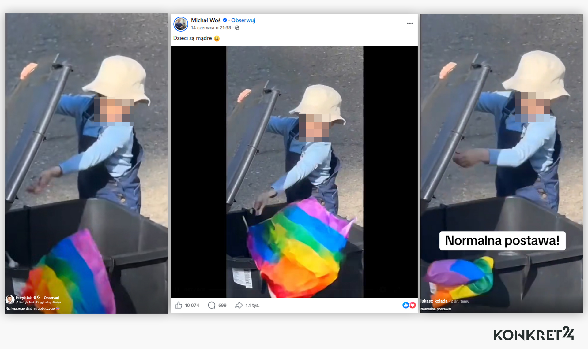 Prawicowi politycy i działacze udostępniali nagranie i chwalili rzekome zachowanie dziecka. Twarz dziecka została zanonimizowana przez redakcję.
