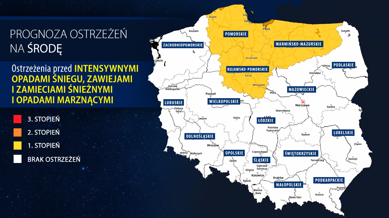 Prognoza zagrożeń IMGW na środę