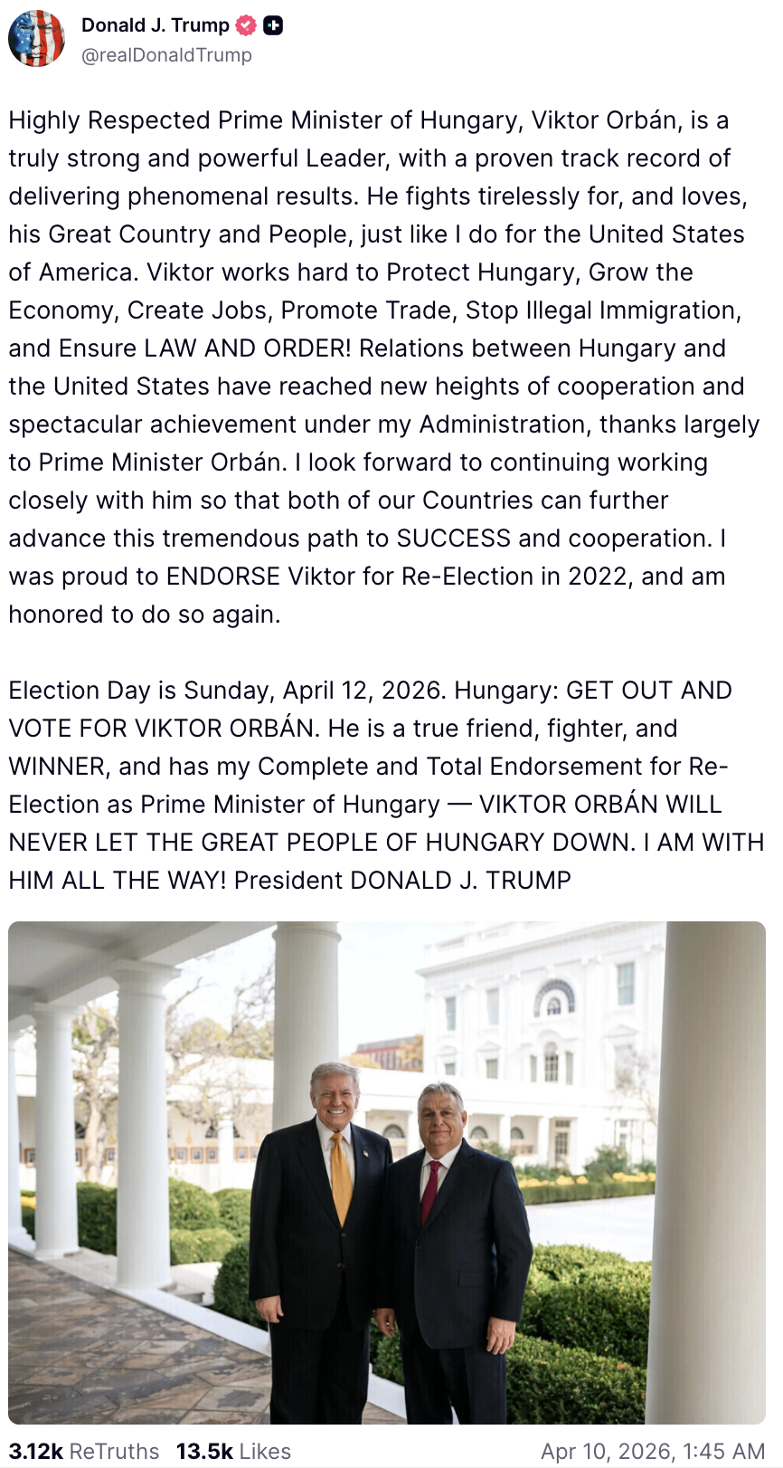 Aktualnie czytasz: Trump apeluje do Węgrów, Orban straszy Ukrainą, Zełenski na Zakarpaciu