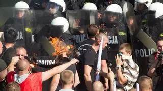 17.09.2014 | Ostry protest w Katowicach. Górnicy nie chcą likwidacji kopalni Kazimierz-Juliusz