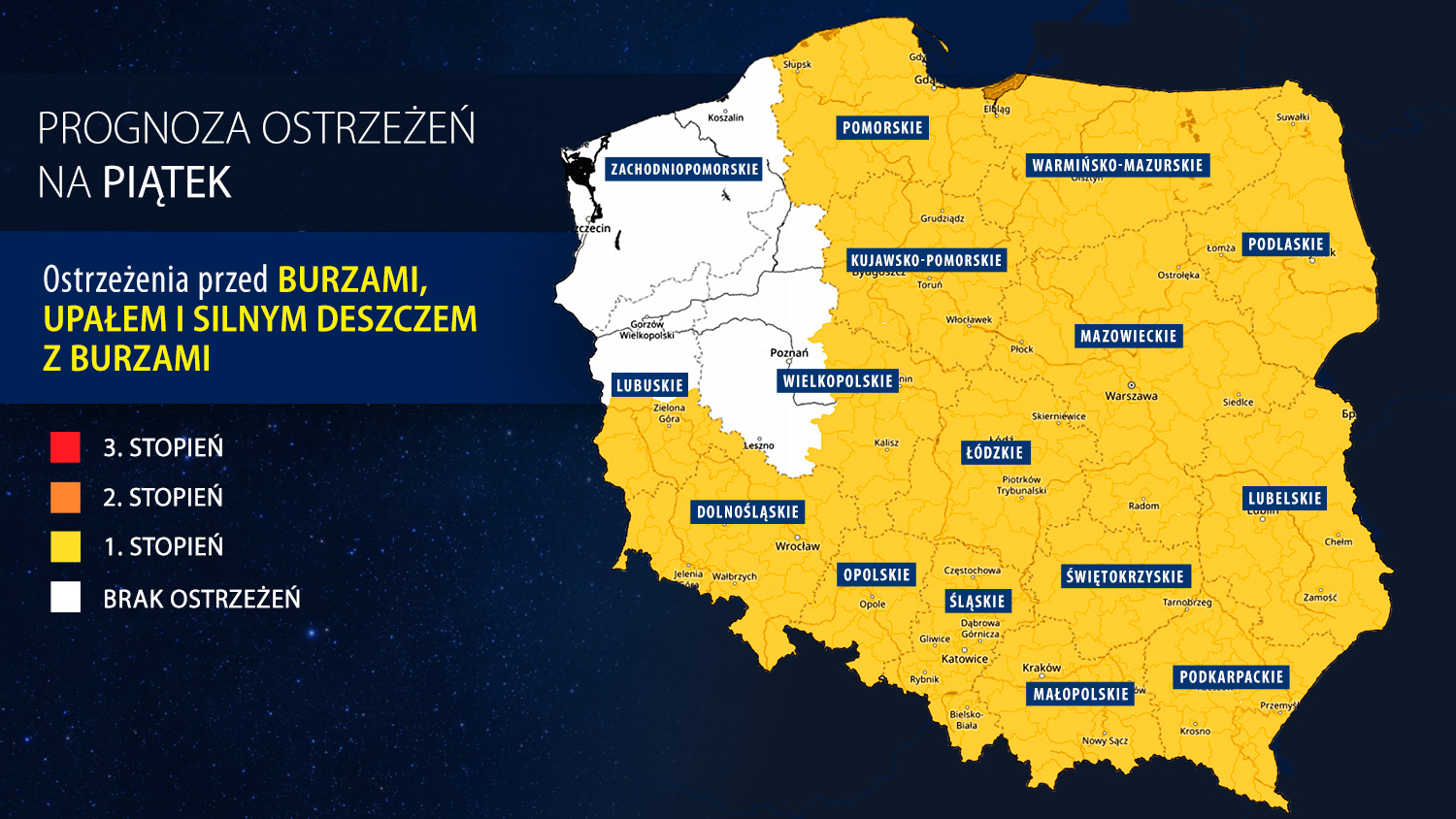 Prognoza zagrożeń IMGW na piątek