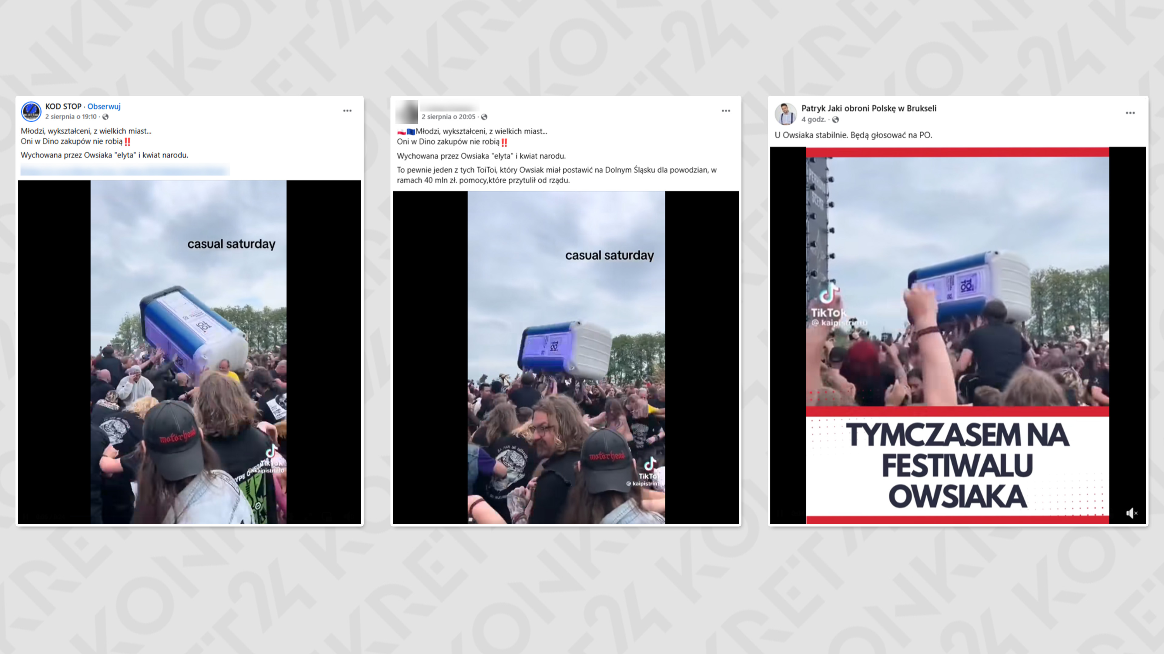 Publikujący film internauci błędnie podawali, że to uczestnicy festiwalu organizowanego przez Jurka Owsiaka 