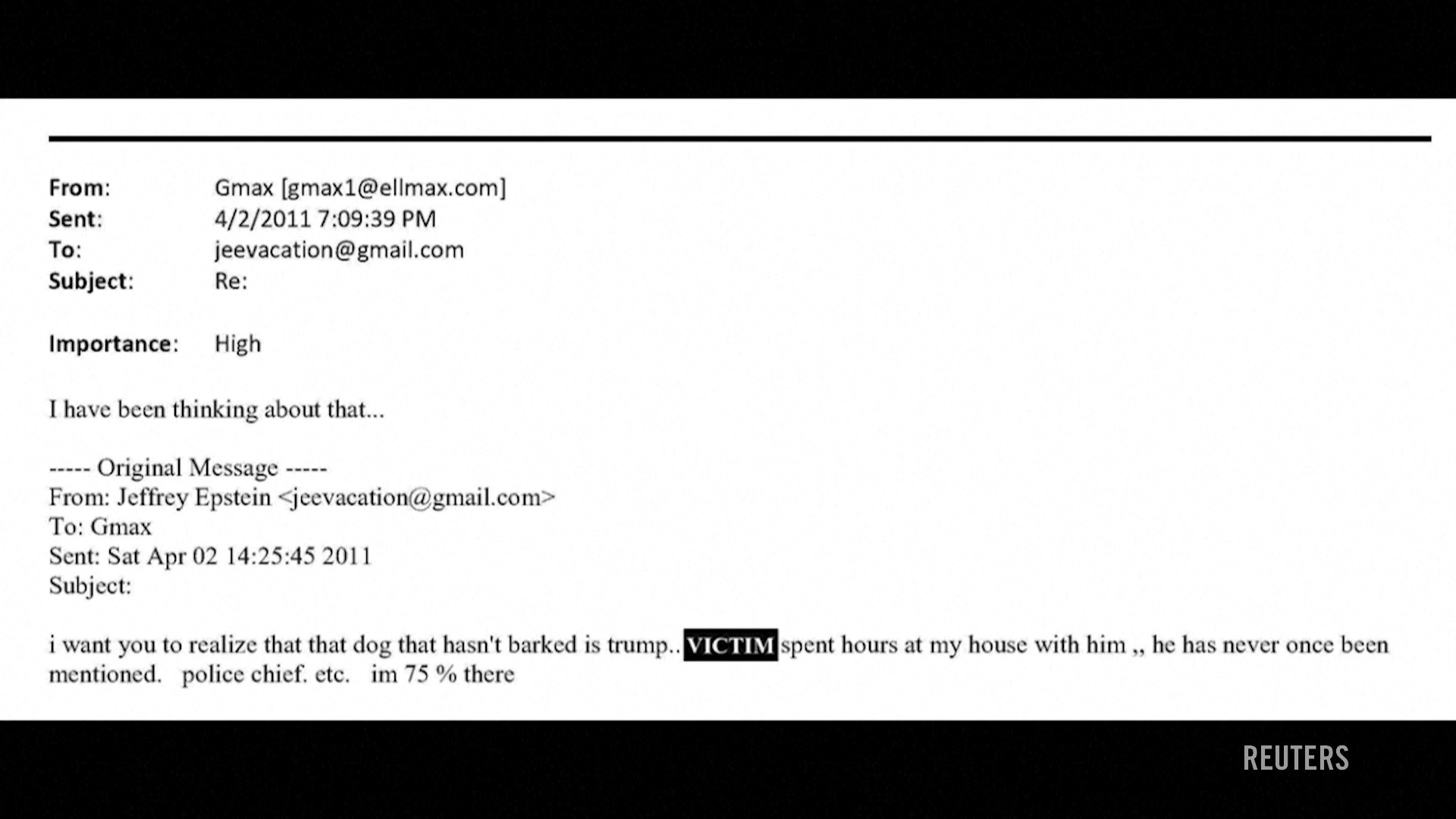 E-mail Jeffreya Epsteina z 2011, w którym pisze, że Trump spędził "wiele godzin" z jedną z jego ofiar.jpg