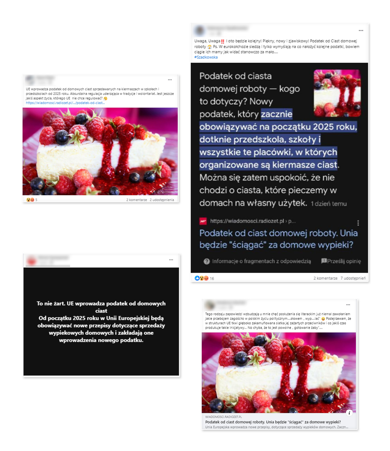 Fałszywa informacja o podatku od ciast rozchodzi się na Facebooku.