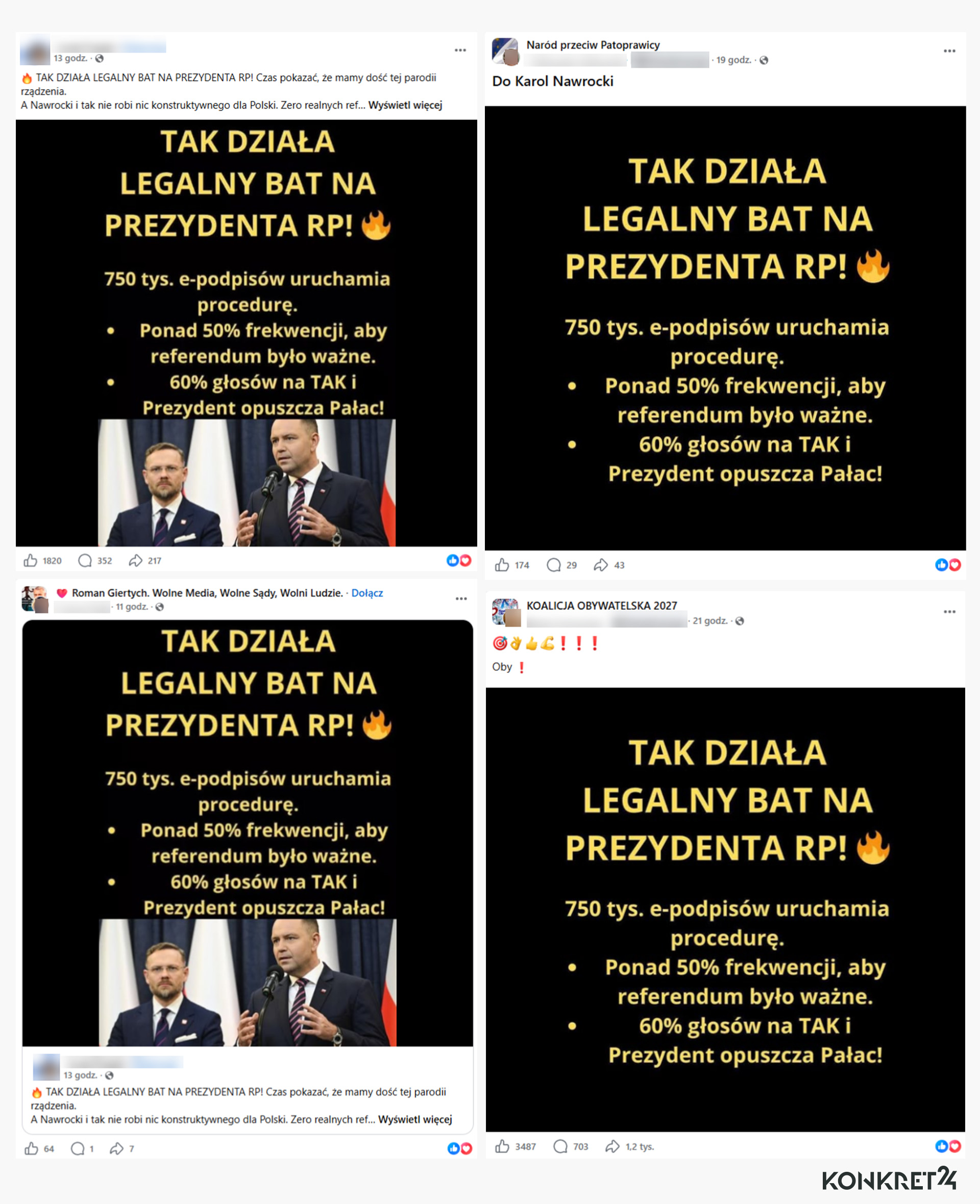 Wpisy o referendalnym "bacie na Prezydenta RP" zebrał  tysiące wyświetleń i setki udostępnień 