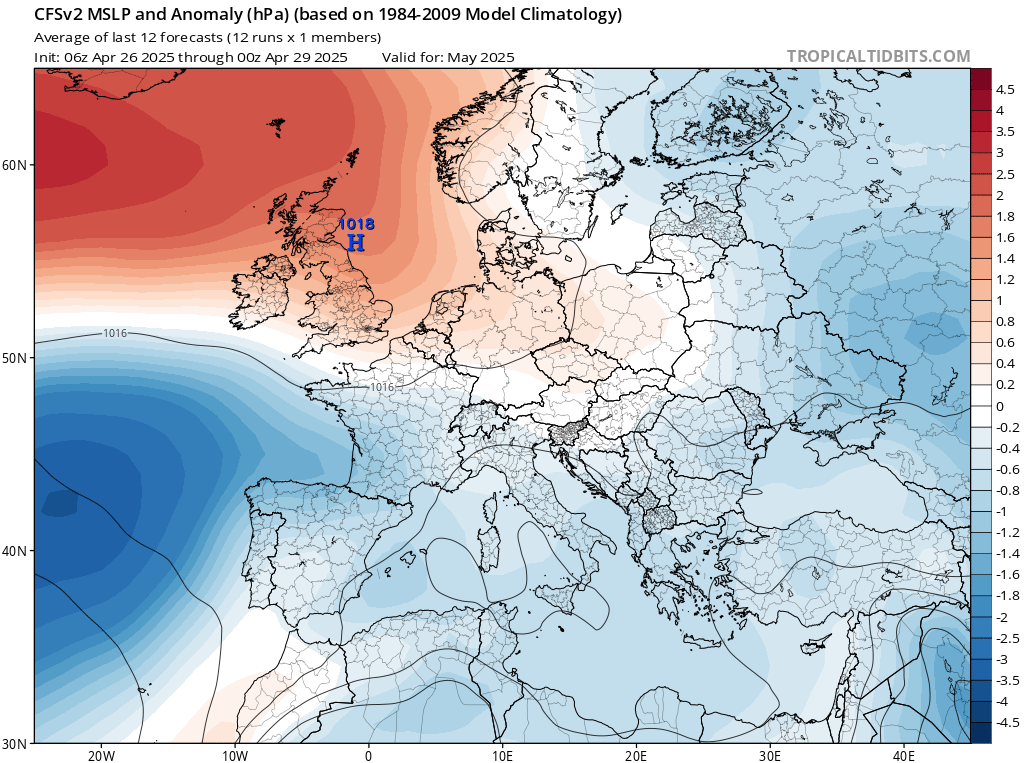 Prognoza odchylenia ciśnienia atmosferycznego od normy dla maja