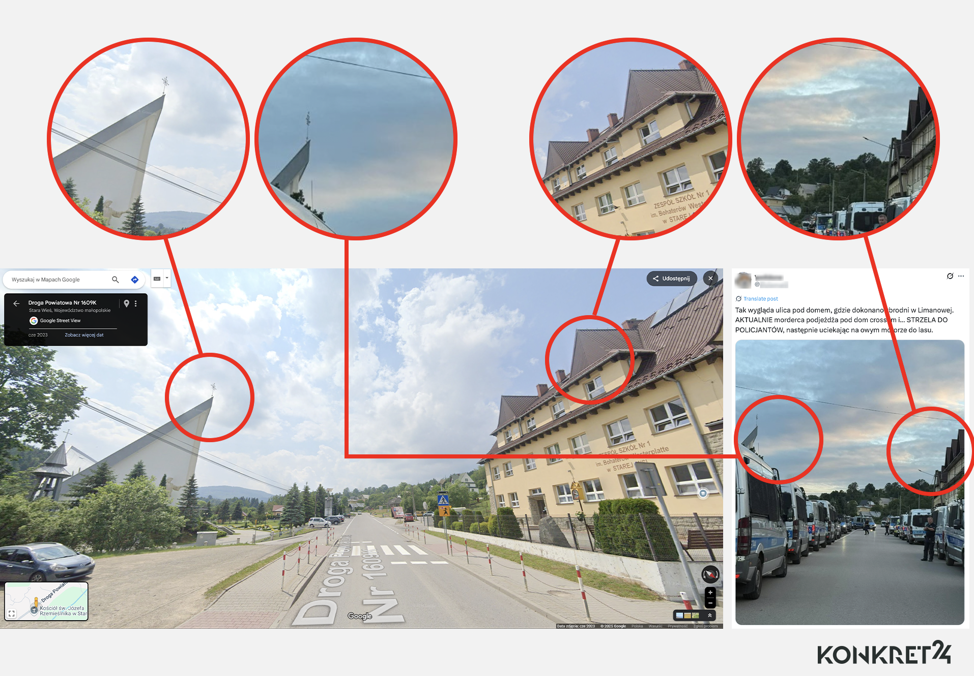 W Google Maps (po lewej) znaleźliśmy miejsce widoczne na zdjęciu (po prawej)