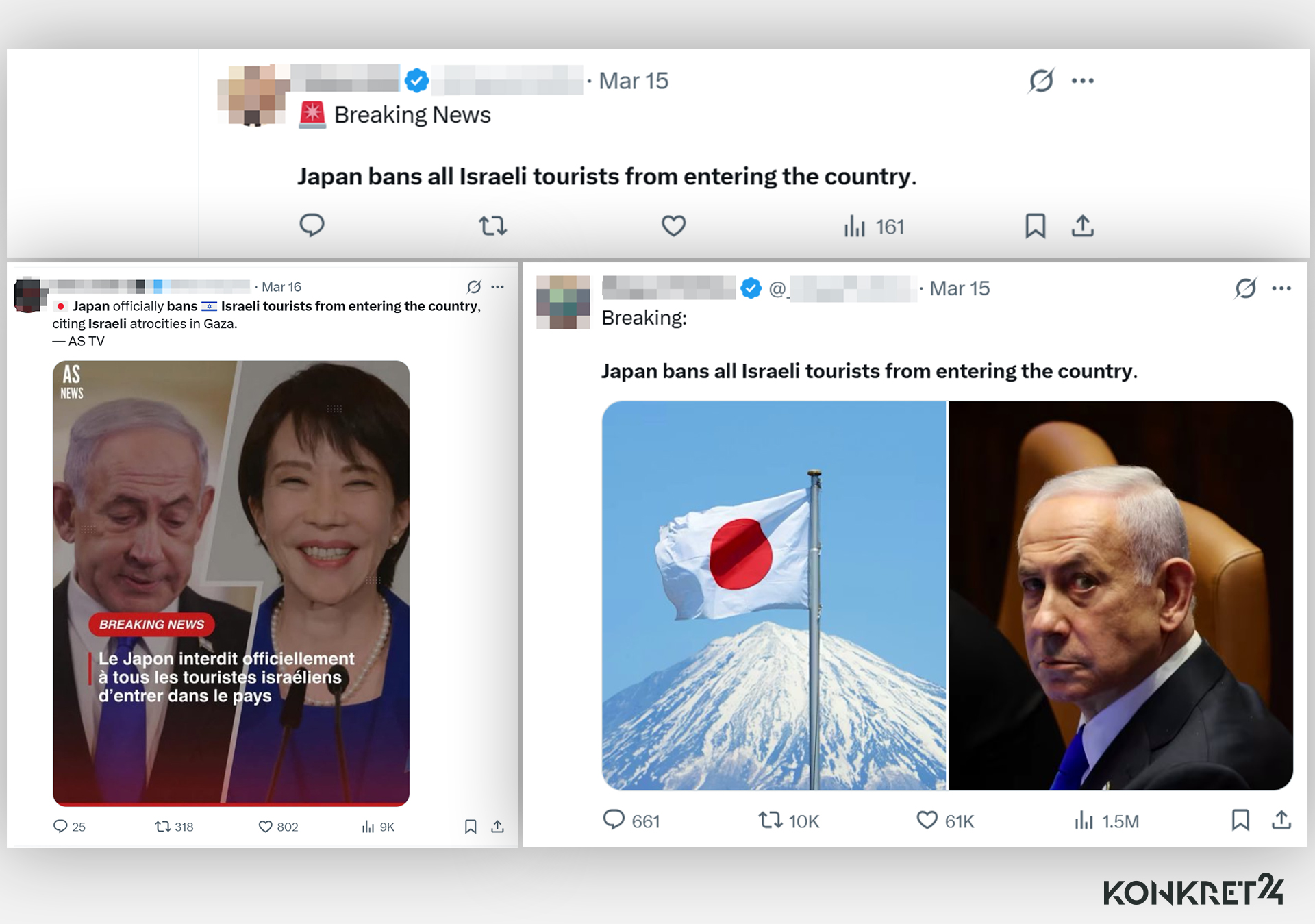 Jeden z anglojęzycznych wpisów o tym, że Japonia przestaje wpuszczać izraelskich podróżnych, wygenerował ponad 1,5 mln wyświetleń