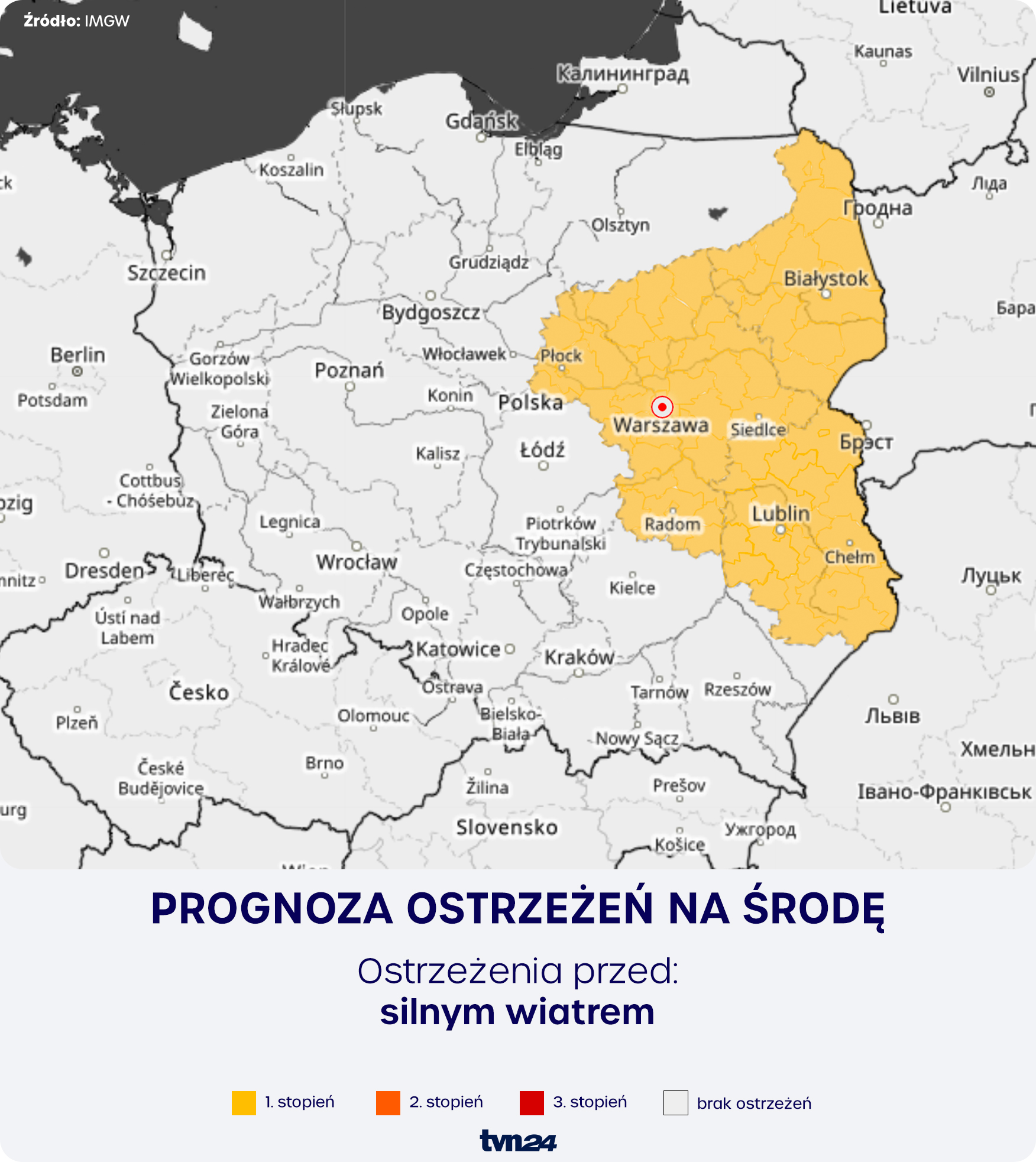 Prognoza zagrożeń na środę