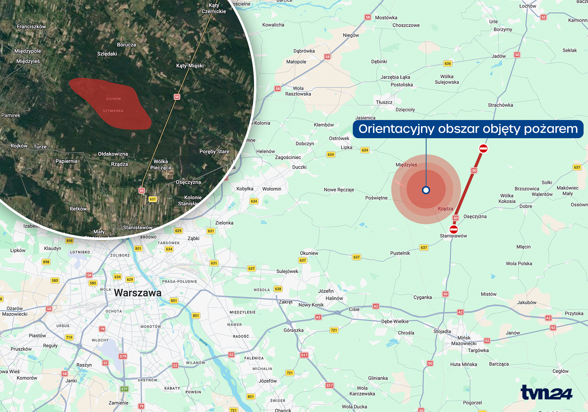 Pożar lasu pod Warszawą