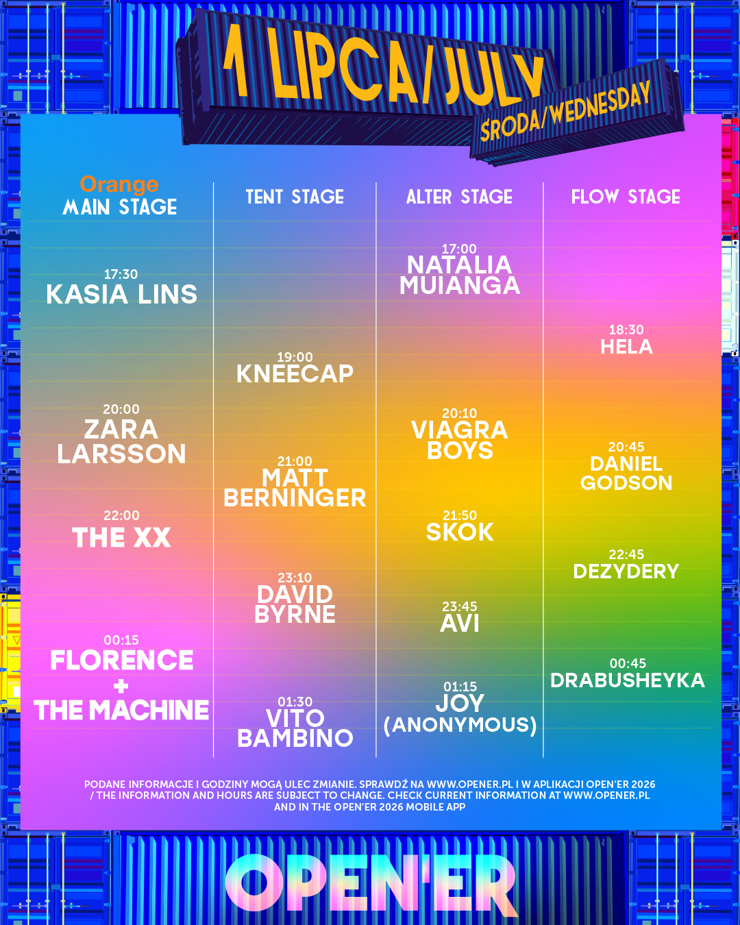 Open'er Festival 2026 - dzień pierwszy