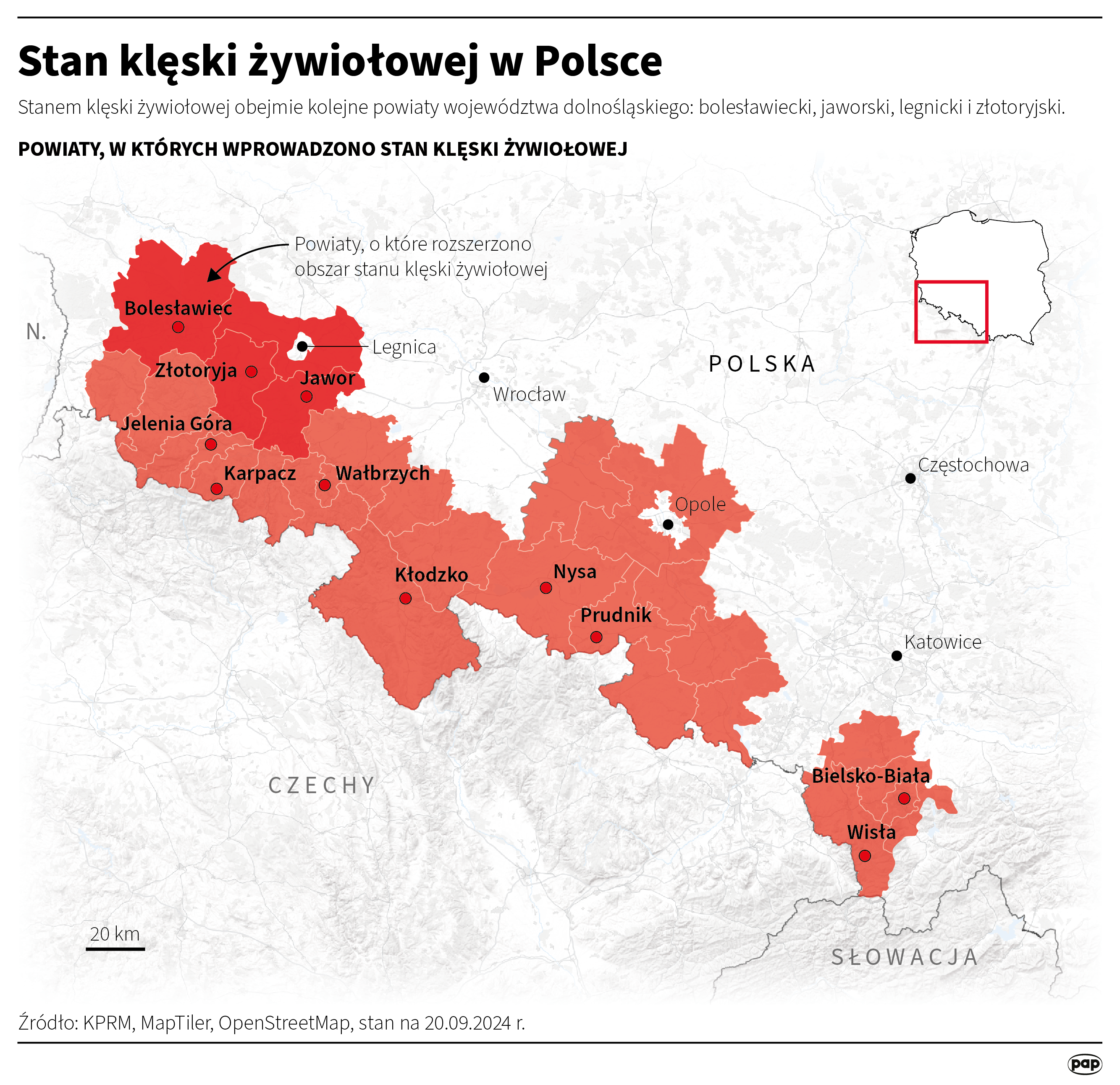 Stan klęski żywiołowej w Polsce (stan na 20.09.2024)