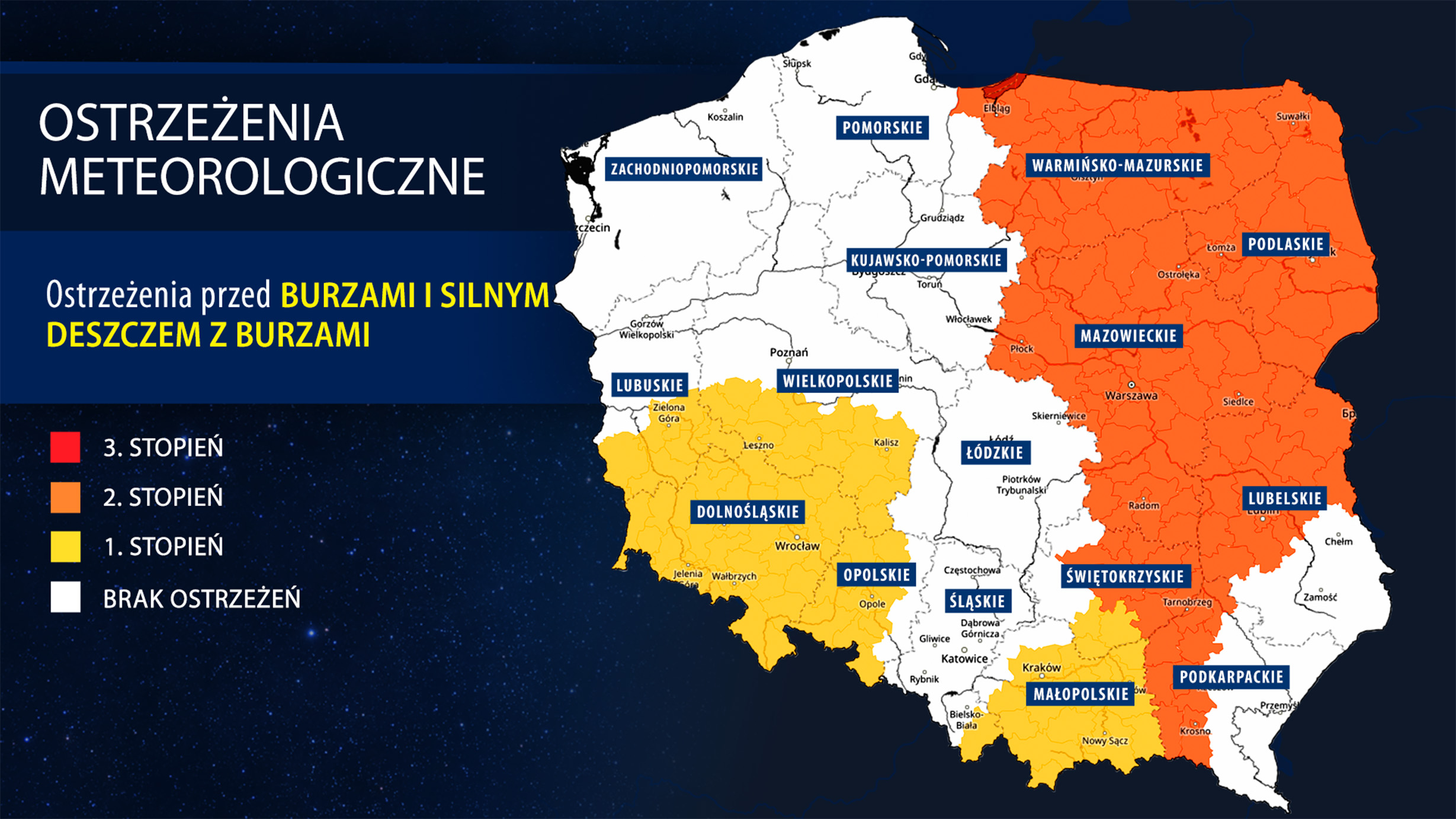 Ostrzeżenia IMGW przed burzami i silnym deszczem z burzami