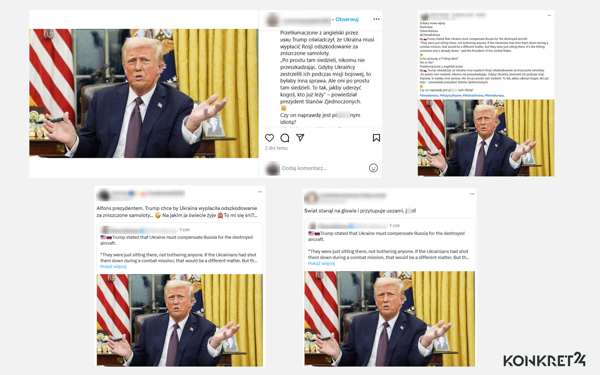 Wprowadzające w błąd posty na temat rzekomej wypowiedzi Trumpa