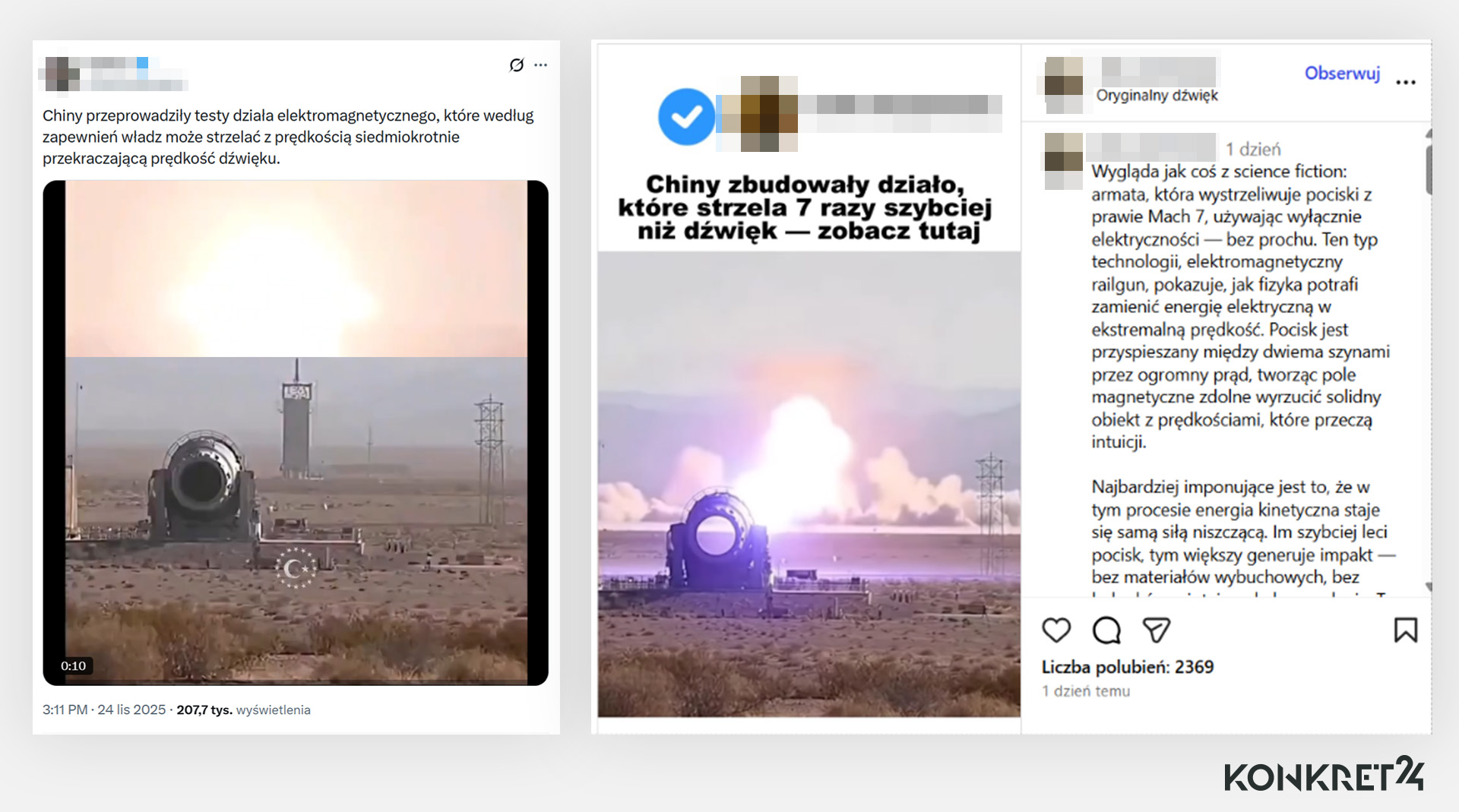 Wygenerowany przez AI film rozchodzi się w sieci z "analizami" na temat dział elektromagnetycznych 