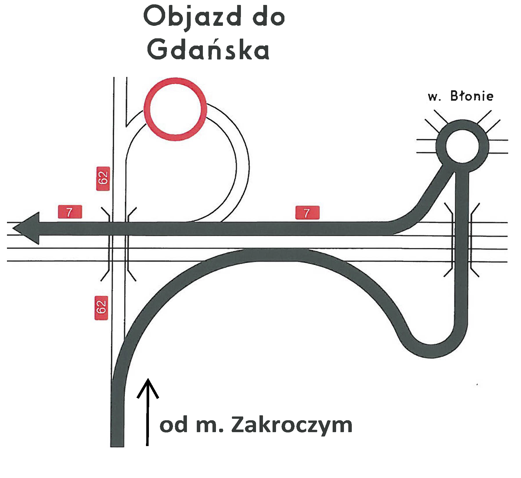 Objazd do Gdańska od miejscowości Zakroczym