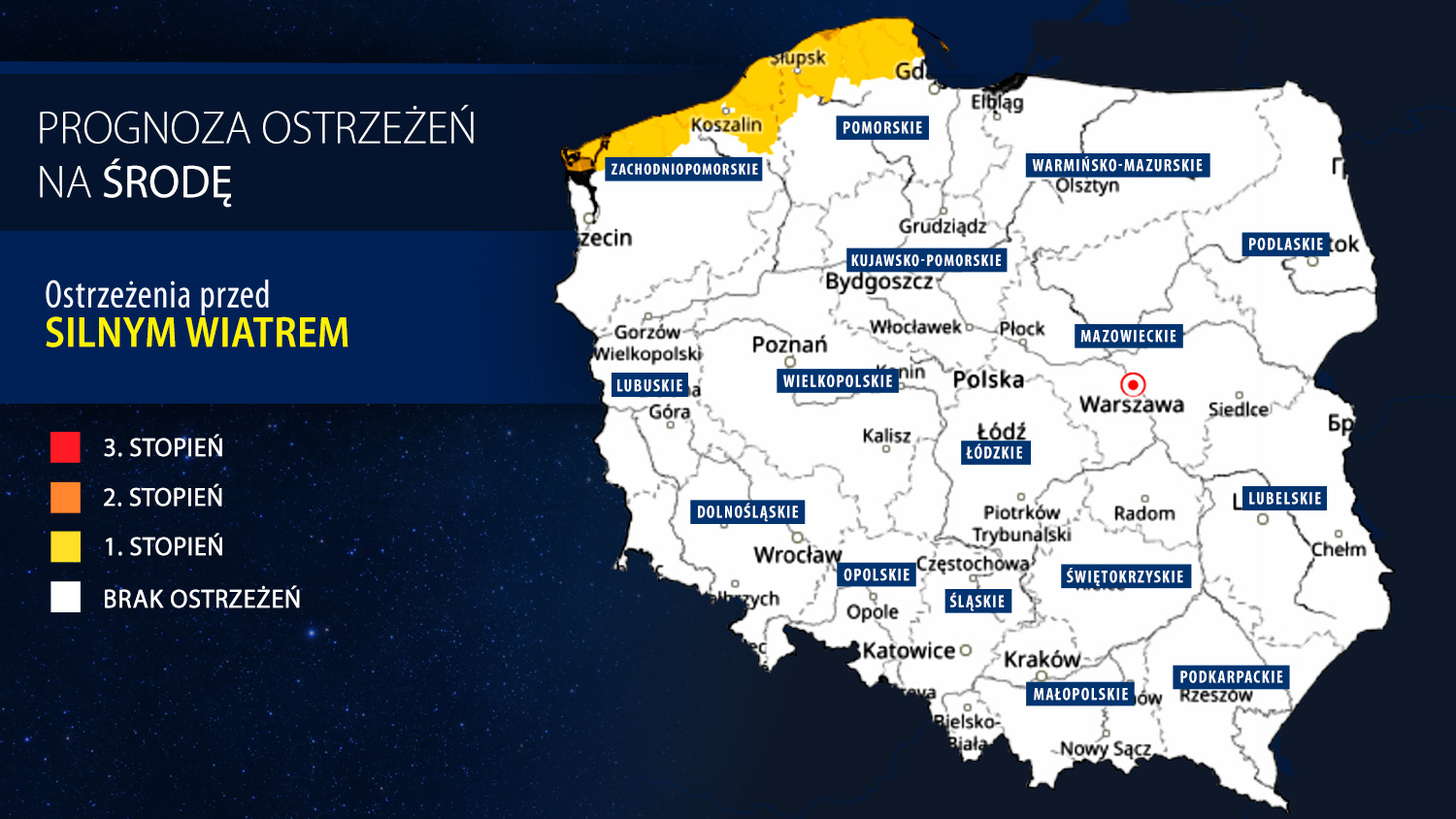 Prognoza zagrożeń IMGW na środę