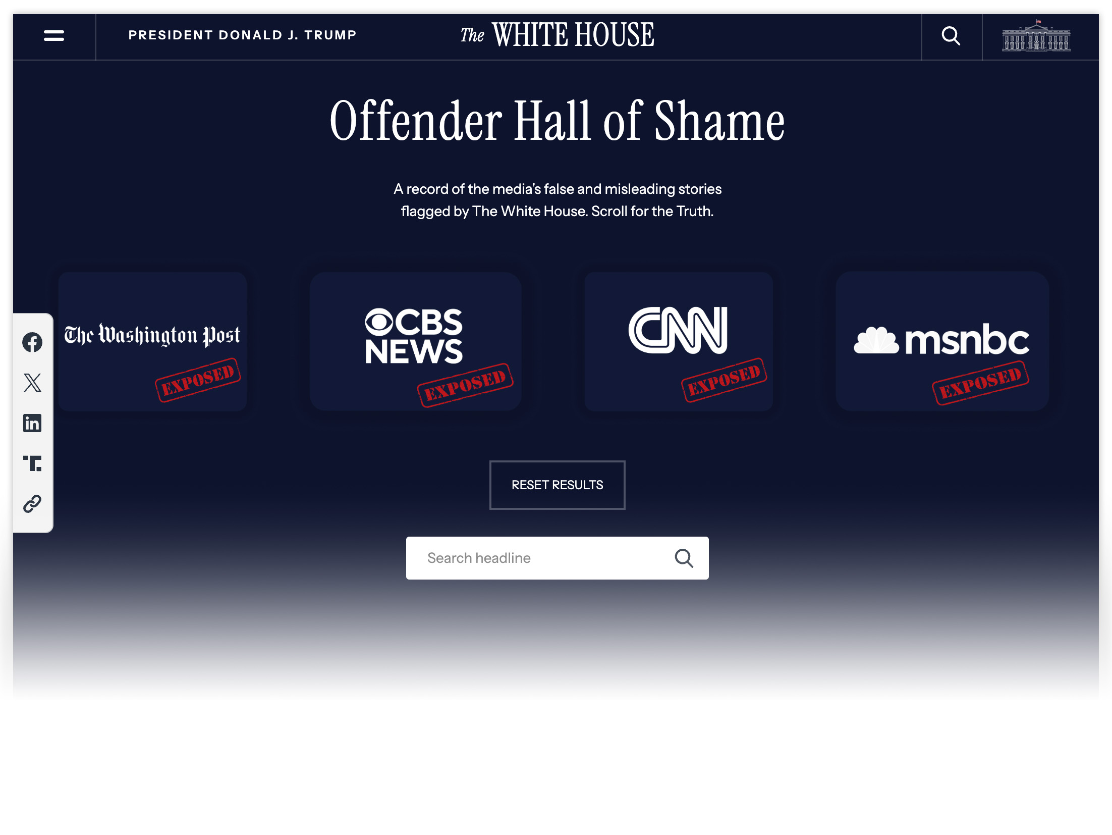 Na internetowej stronie Białego Domu opublikowano "Galerię Hańby Winowajców"