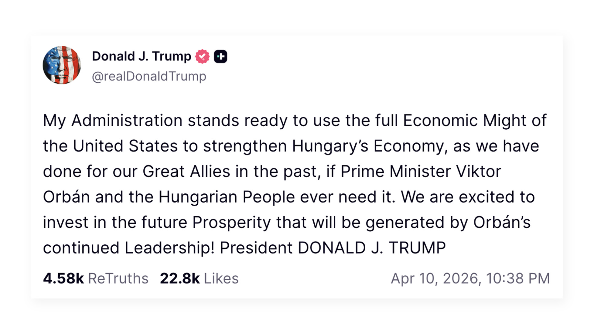 Wpis Donalda Trumpa