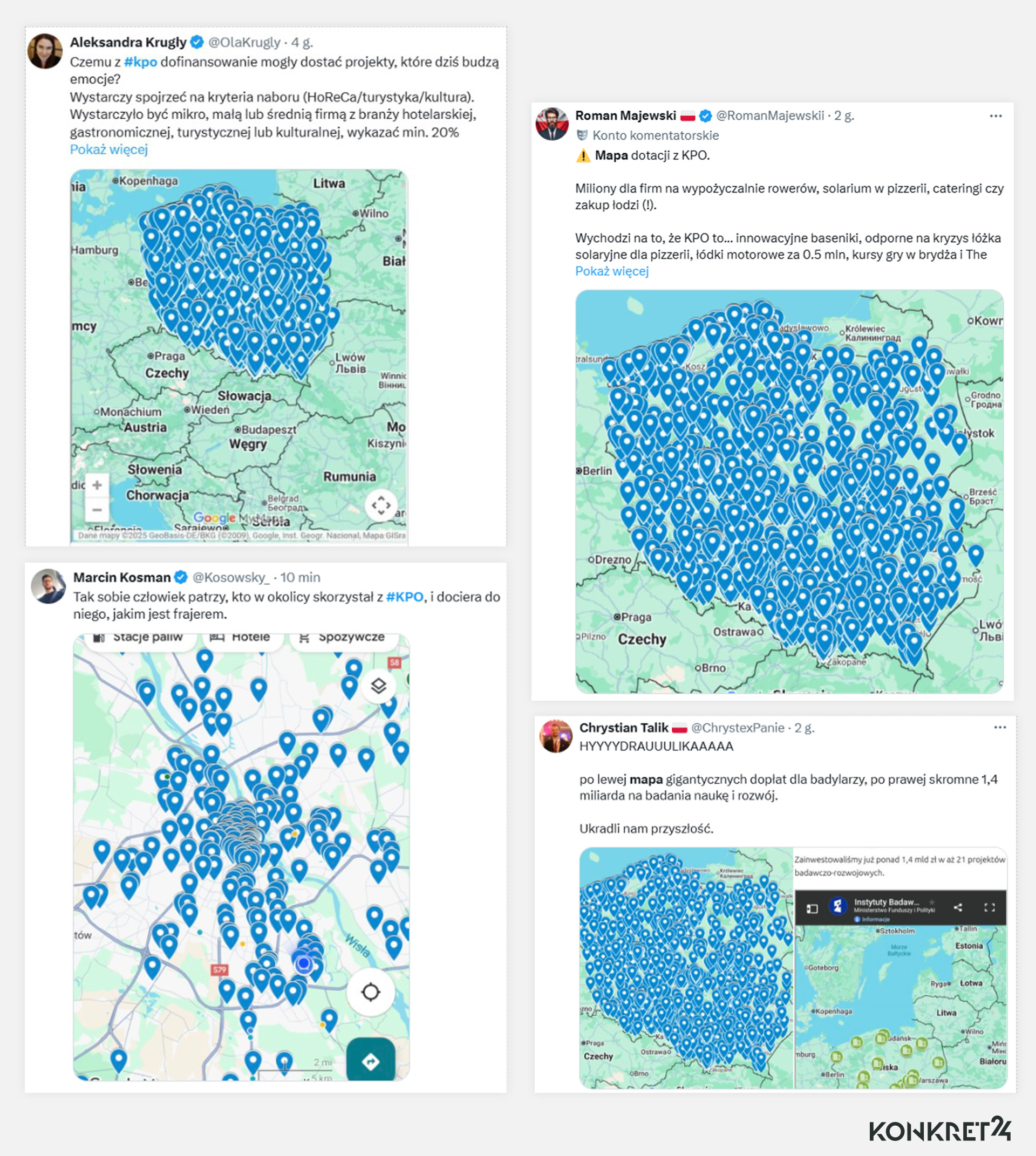 Mapa z zaznaczeniem przyznanych dotacji z KPO w branży HoReCa wywołała w sieci falę oburzenia