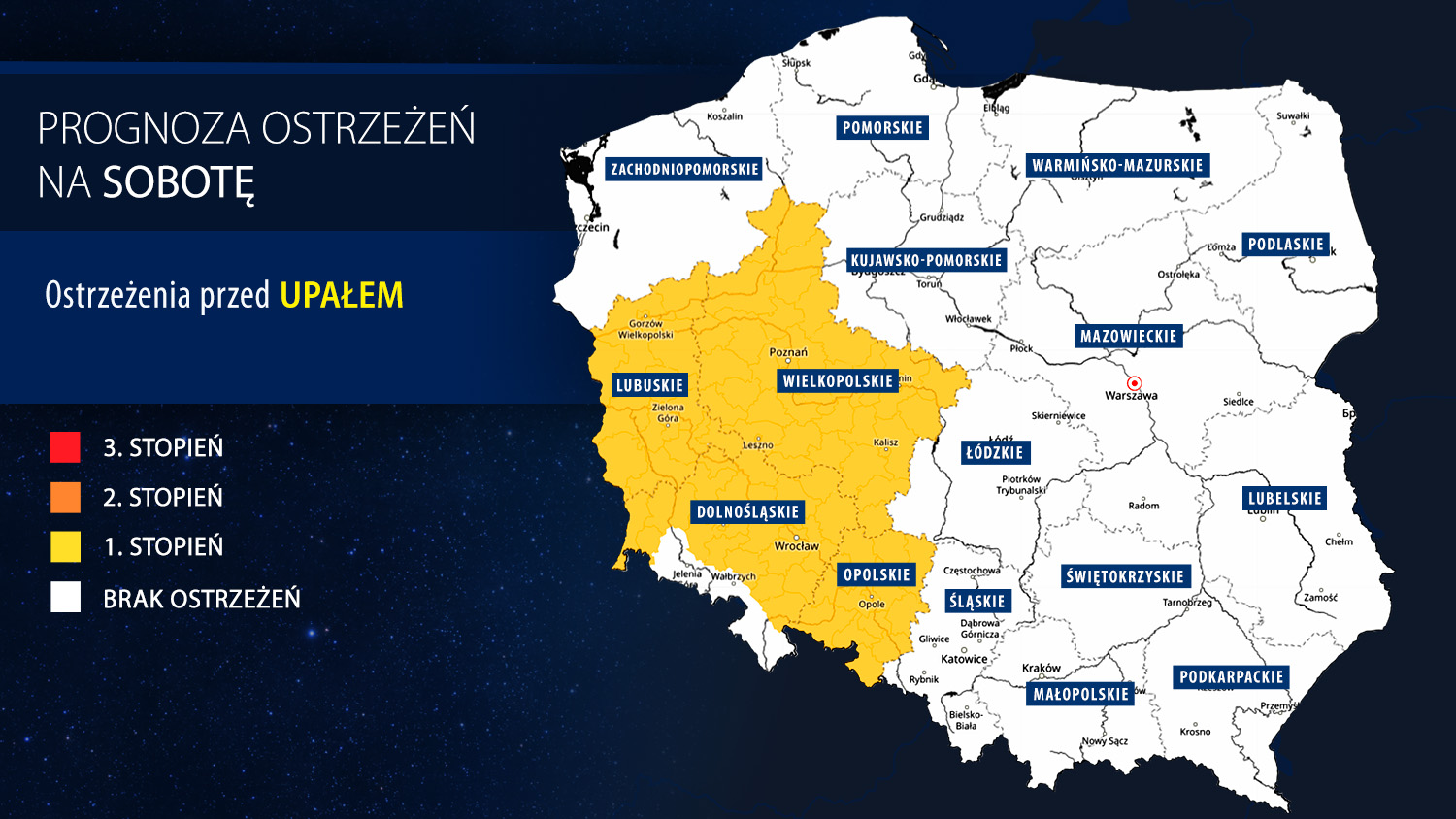 Prognoza zagrożeń meteorologicznych na sobotę