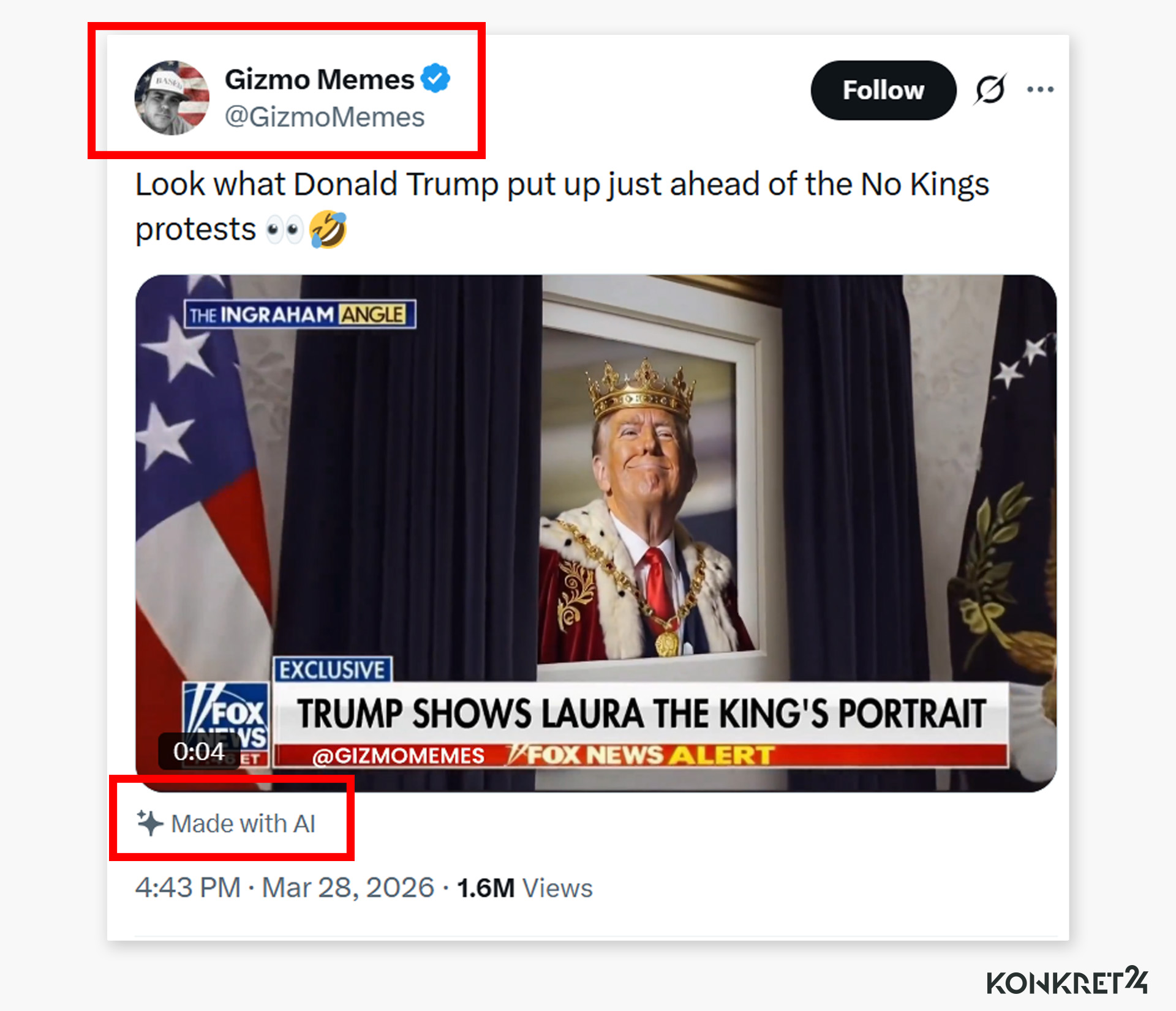 Fałszywka została wygenerowana za pomocą AI z wykorzystaniem autentycznej relacji z Fox News