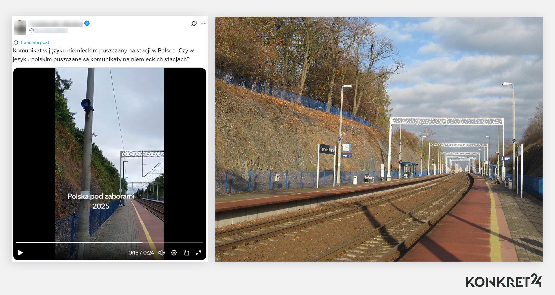 Polska stacja pokazana w nagraniu jest tuż przy niemieckiej granicy