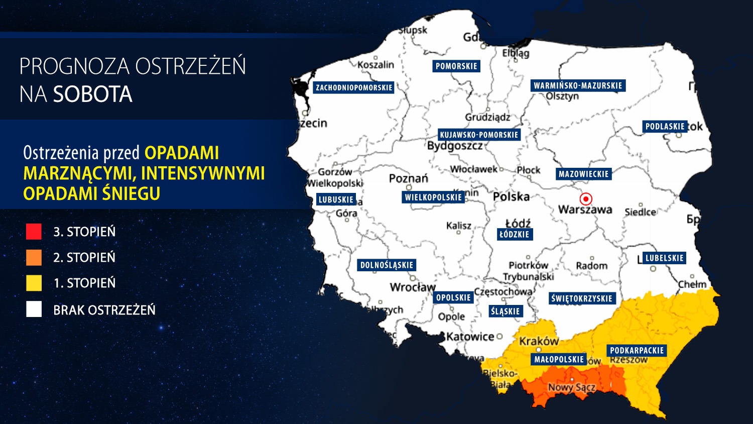 Prognoza zagrożeń IMGW na sobotę