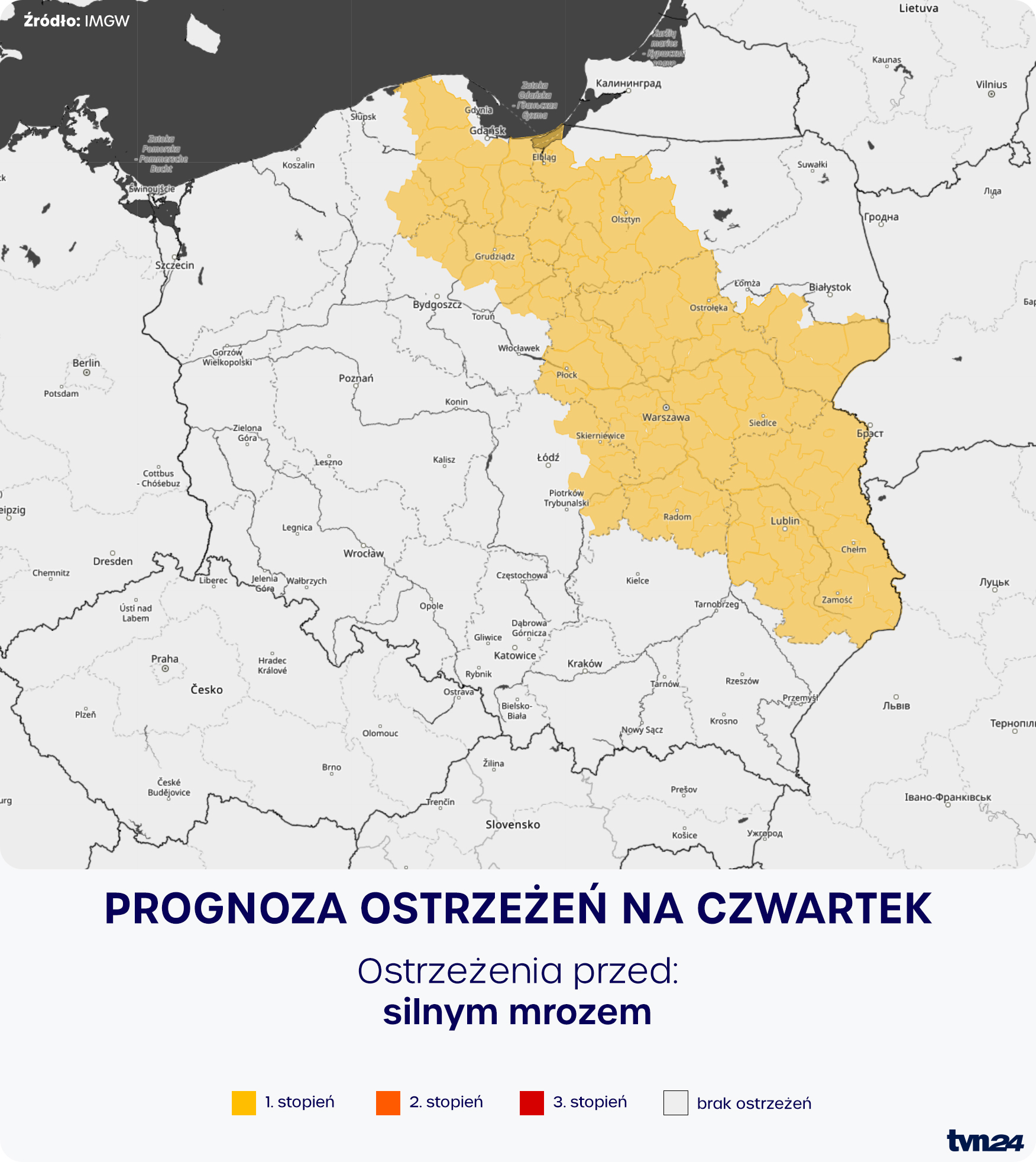 Prognoza zagrożeń IMGW na czwartek