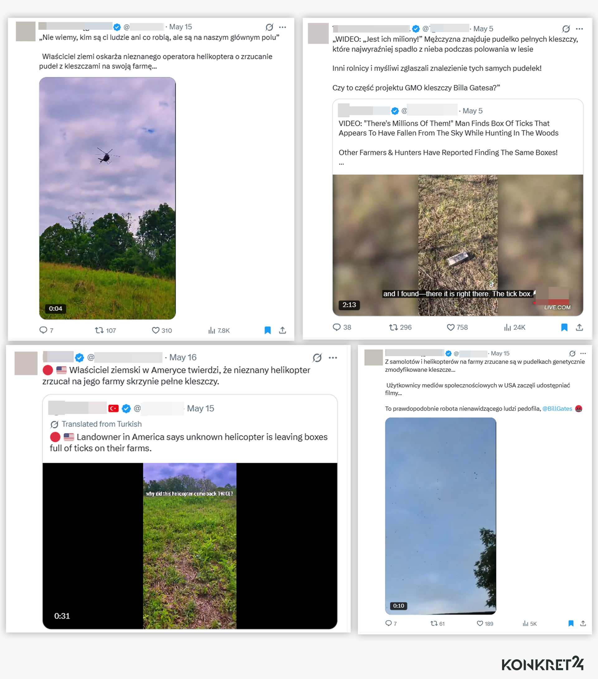 Według tej teorii spiskowej genetycznie zmodyfikowane kleszcze mają być celowo zrzucane na pola i lasy w Stanach Zjednoczonych