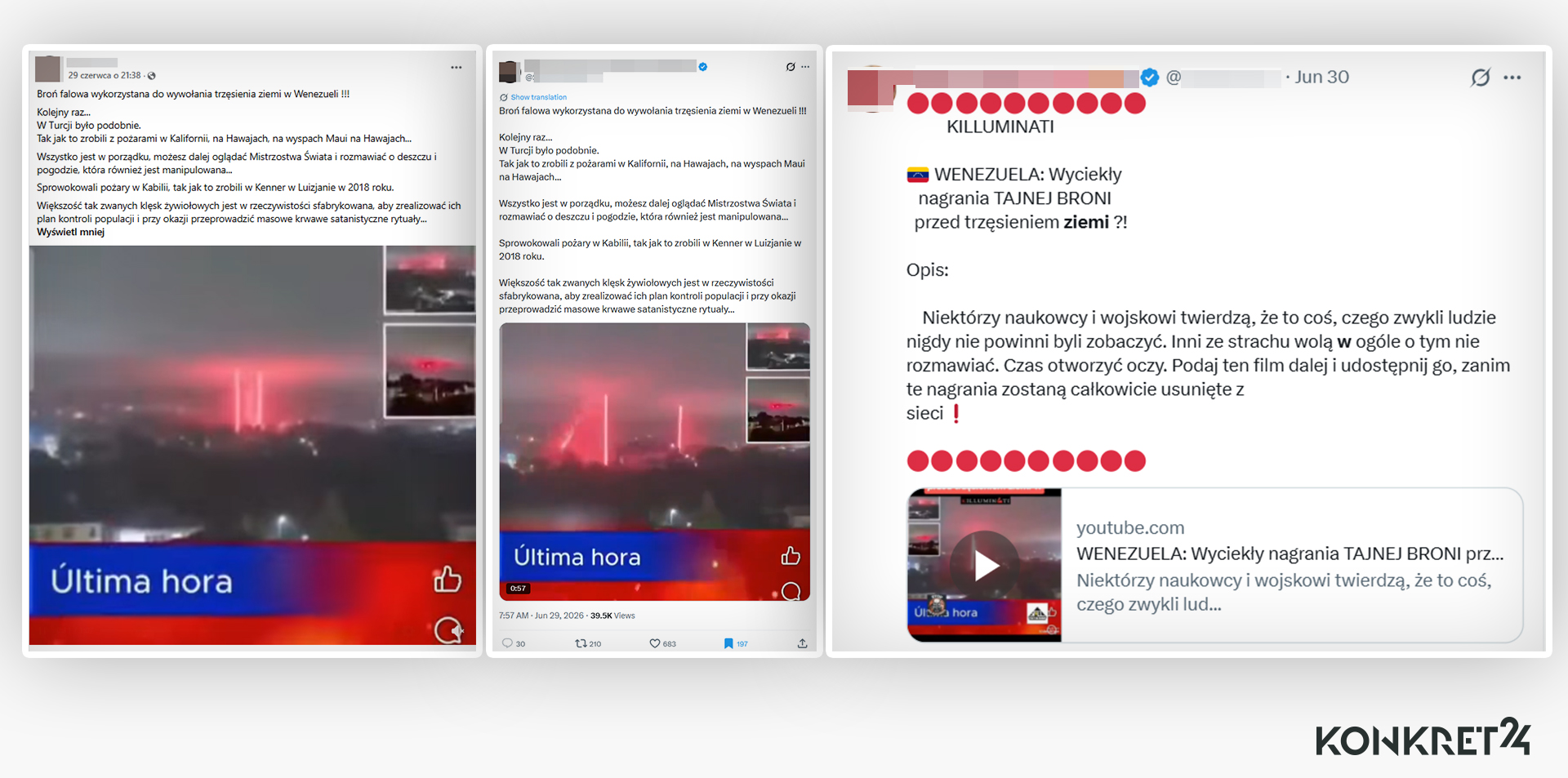 Internauci przekonują, że trzęsienie ziemi w Wenezueli zostało specjalnie wywołane