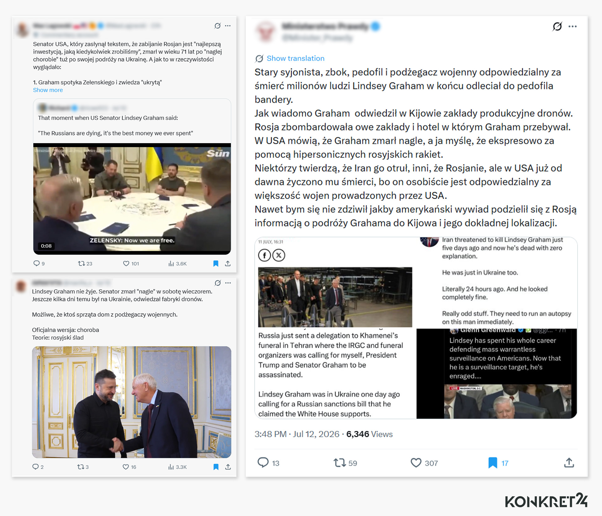 Internauci twierdzą, że Graham zmarł podczas ataku na ukraińską fabrykę dronów