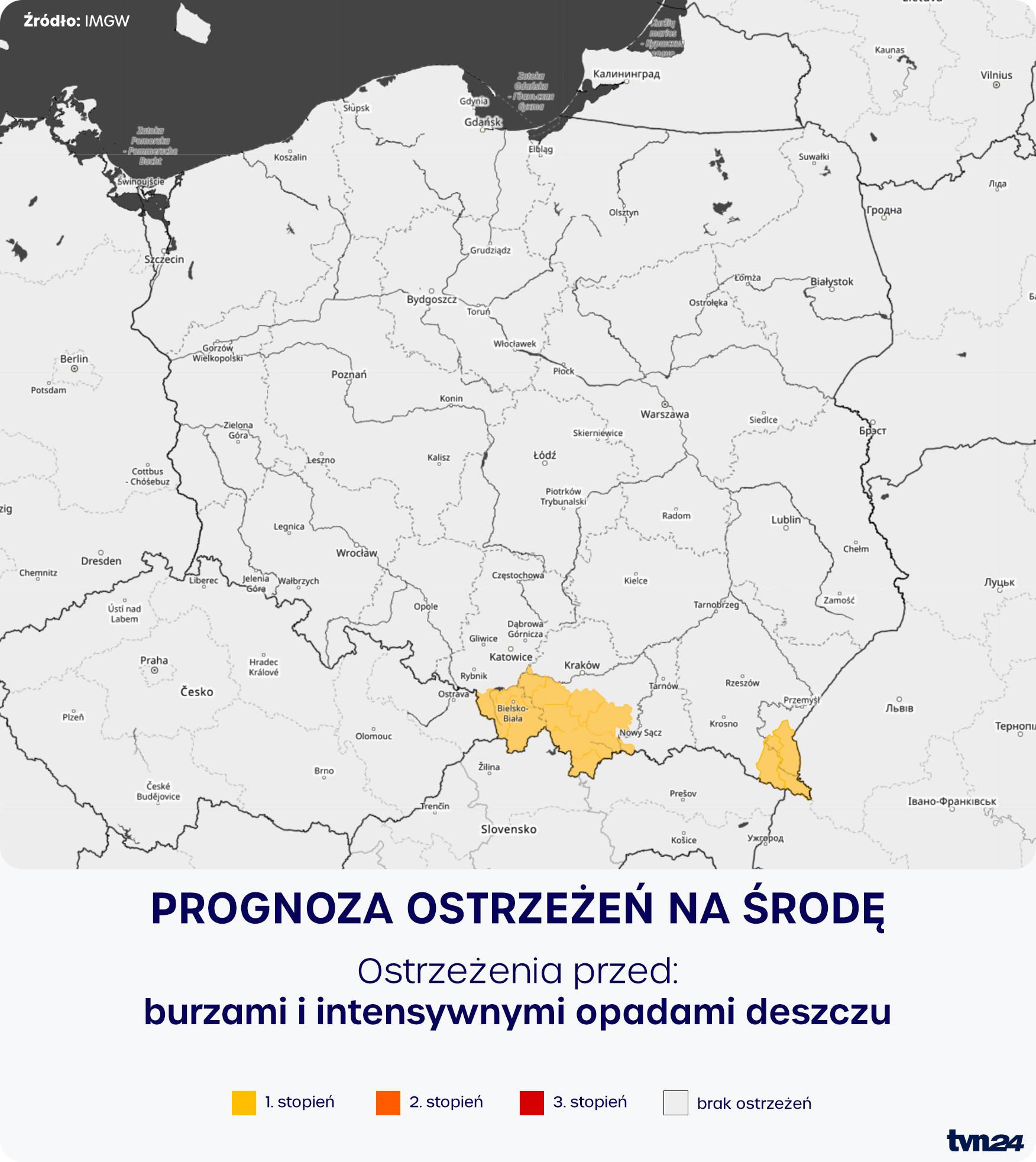 Prognoza zagrożeń na środę