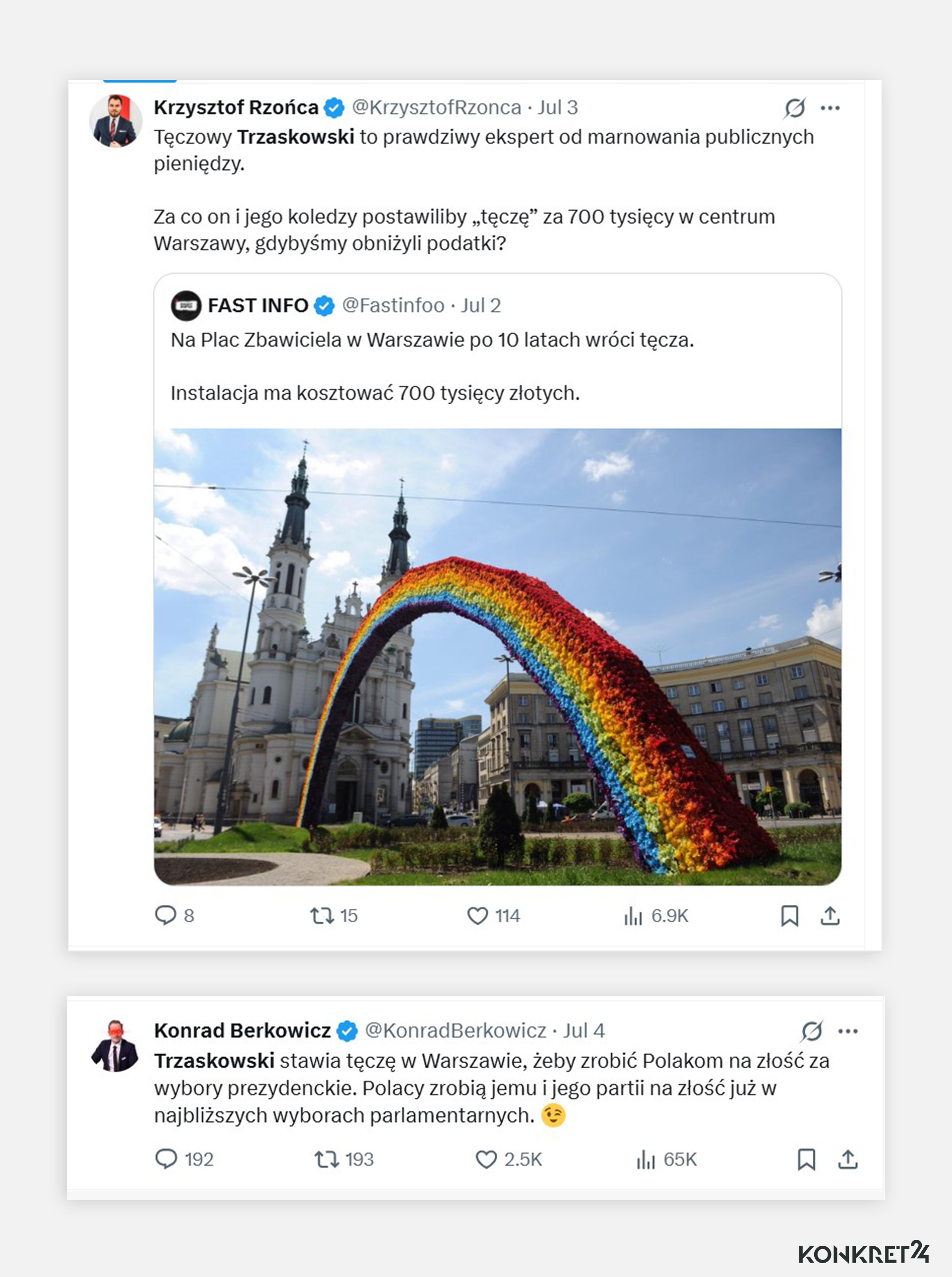 Posłowie Konfederacji błędnie informują o "inwestycji Trzaskowskiego"